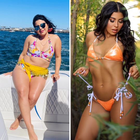 Cali Baby before and after, two photos side by side.